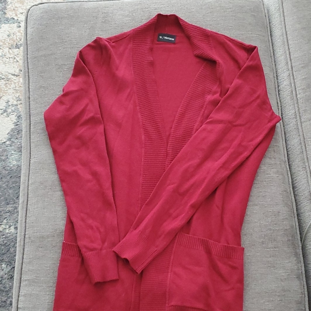 Red long cardigan